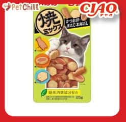 CIAO CIAO 貓零食 日本夾心潔齒餅 扇貝及沙丁魚及海鮮味 25g 25g  正面圖