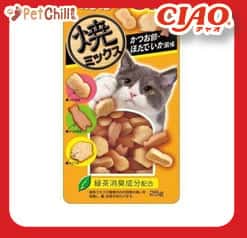CIAO CIAO 貓零食 日本夾心潔齒餅 雞肉及扇貝及魷魚味 25g 25g  正面圖