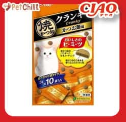 CIAO CIAO 貓零食 日本 Crunky 燒鰹魚餅乾 白身魚味 3g 10袋入 3g 正面圖