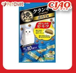 CIAO CIAO 貓零食 日本 Crunky 燒鰹魚餅乾 扇貝味 3g 10袋入 3g 正面圖