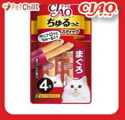CIAO CIAO 貓零食 日本軟心流心棒 金槍魚味 4本入   背面圖