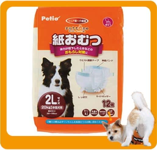 Petio Petio zuttone 高齡犬護理專用 包圍式紙尿褲 寵物尿墊 狗尿墊 狗尿片 2L 12片 2L  正面圖