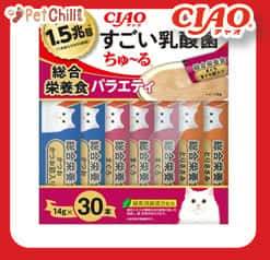 CIAO CIAO 肉泥 貓零食 1.5萬億乳酸菌 綜合營養肉醬 14g 30本入 14g 正面圖