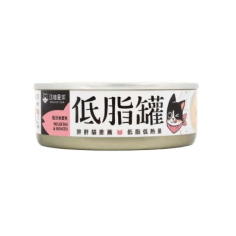 汪喵星球 汪喵星球 貓罐頭 DogCatStar 貓咪低脂無膠主食罐 虱目魚鰹魚 80g 80g  正面圖