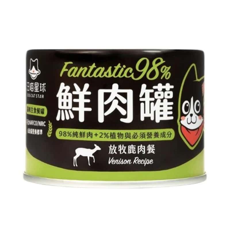 汪喵星球 汪喵星球 貓罐頭 DogCatStar 貓用98% 鮮肉無膠主食罐 放牧鹿肉 165g 165g 貓用 正面圖