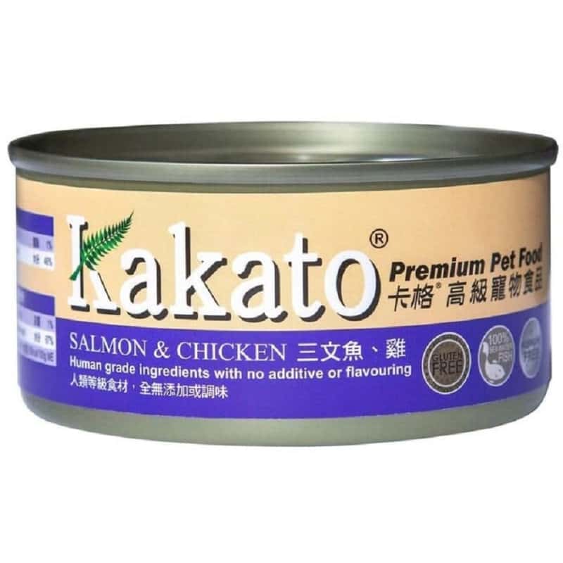 Kakato Kakato 罐頭 貓狗罐頭 啫喱系列 三文魚及雞肉 170g 170g  正面圖