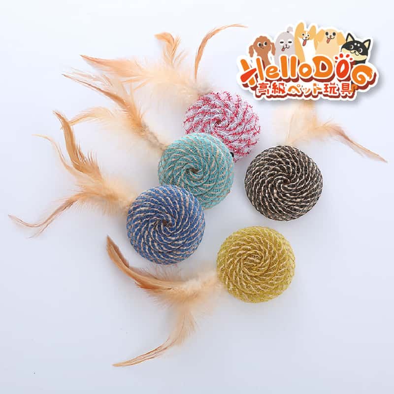 HelloDOG HelloDOG 玩具嚴選 貓貓耐玩羽毛波餅 1件 正面圖