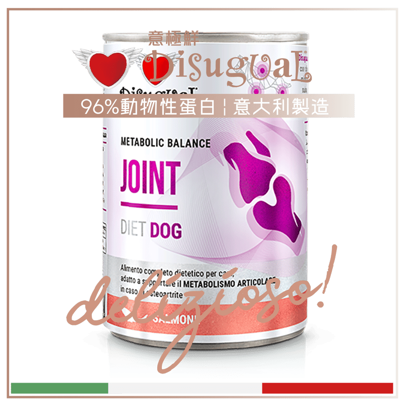 Disugual Disugual 意極鮮 處方糧 狗罐頭 關節保健配方 三文魚 400g | 意大利製造 400g 正面圖