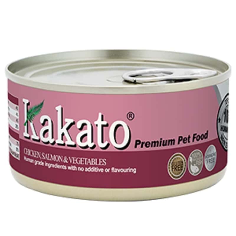 Kakato Kakato 罐頭 貓狗罐頭 雞肉及三文魚及蔬菜 170g 170g  正面圖