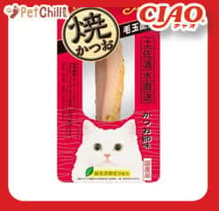 CIAO CIAO 貓零食 日本燒鰹魚條 化毛配方 柴魚風味 25g 25g  正面圖
