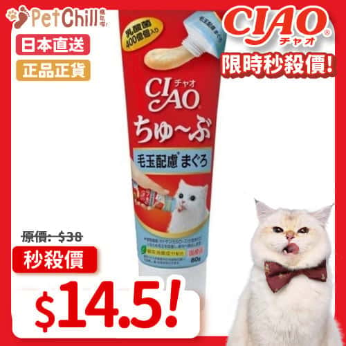 CIAO CIAO 日本貓用營養膏 乳酸菌營養膏 毛玉配慮金槍魚味 80g 80g 貓用 正面圖