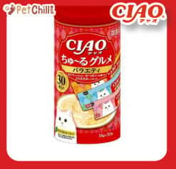 CIAO CIAO 肉泥 貓零食 混合鮮魚肉醬 14g 30本罐裝 14g  正面圖