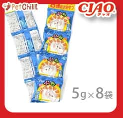 CIAO CIAO 貓零食 日本磨牙潔齒貓脆餅 鰹魚味 5g 8包入 5g  正面圖