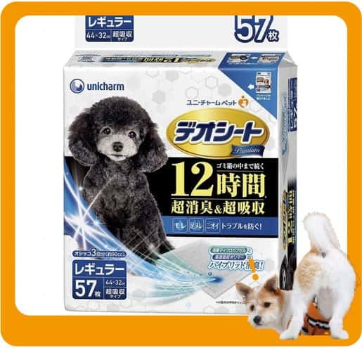 Unicharm Unicharm 狗尿墊 狗尿片 日本 Premium Regular 超消臭超吸收 寵物尿墊 [44*32 L碼 54枚]   正面圖