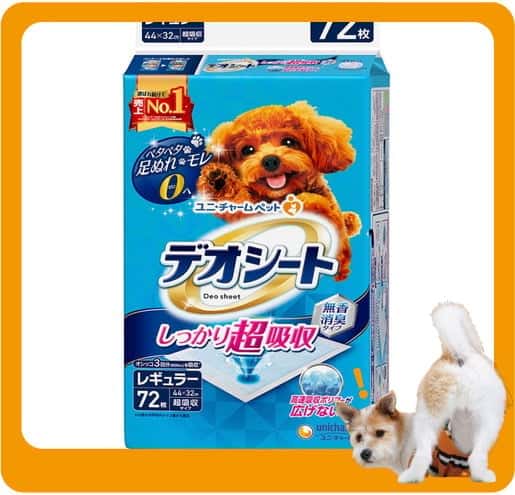 Unicharm Unicharm 寵物尿墊 狗尿墊 狗尿片 日本柔軟無香超除臭 寵物尿墊 [44*32 L碼 72枚]   正面圖