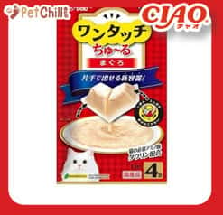 CIAO CIAO 貓零食 日本One Touch 肉泥杯 金槍魚醬盒 14g 4本入 14g  正面圖