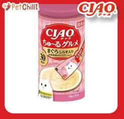 CIAO CIAO 肉泥 貓零食 北海道扇貝+金槍魚肉醬 14g 30本罐裝 14g  正面圖