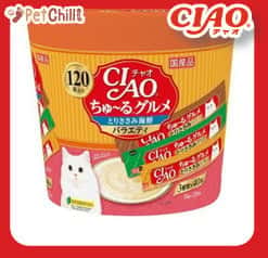 CIAO CIAO 肉泥 貓零食 雞肉及海鮮味 14g 120本罐裝 SC-213 14g  正面圖