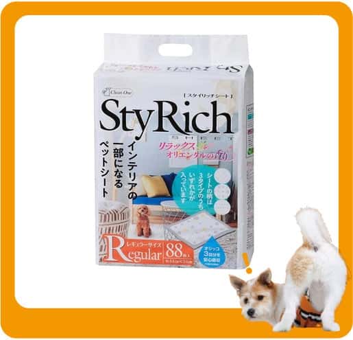 日本StyRich 日本StyRich Wide 花香味寵物尿墊 狗尿墊 狗尿片 [34*44 S碼 88枚]   正面圖