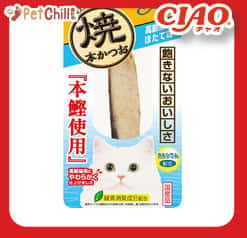 CIAO CIAO 貓零食 日本燒鰹魚條 干貝味 25g [高齡貓用] 25g 貓用 正面圖