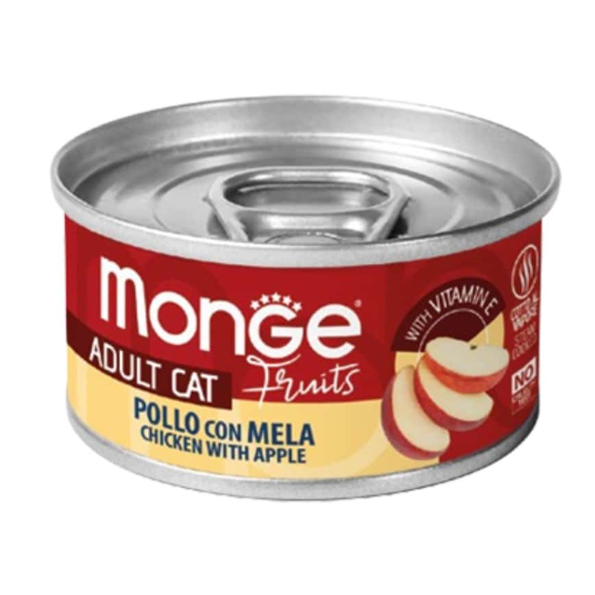 Monge 貓罐頭 清新鮮果系列 成貓配方 雞肉蘋果 80g (MO3345) (新舊包裝隨機發貨) (img2)