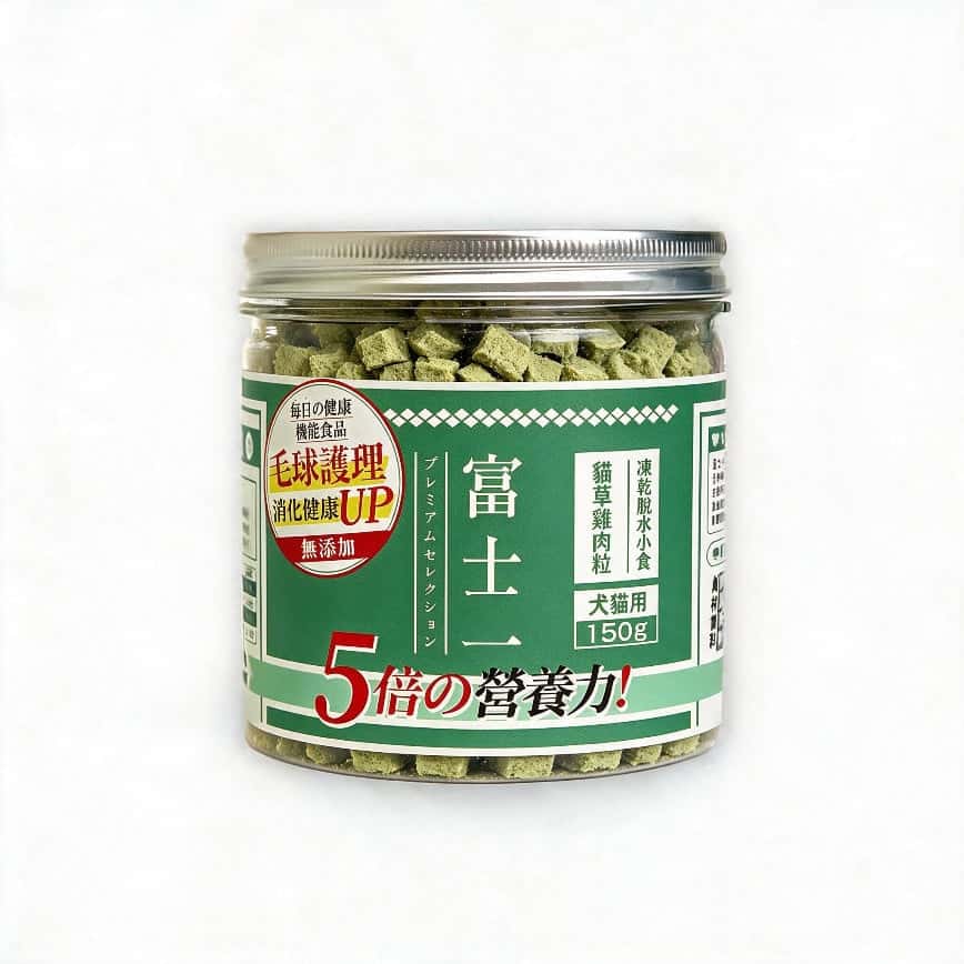 富士一 凍乾小食 去毛球貓草雞肉粒 中罐 150g (img2)