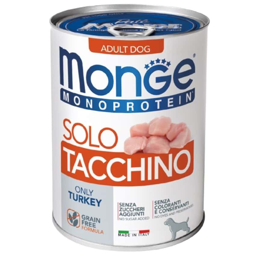Monge 狗罐頭 單一蛋白系列 火雞肉 400g (MO4229) (新舊包裝隨機發貨) (img2)