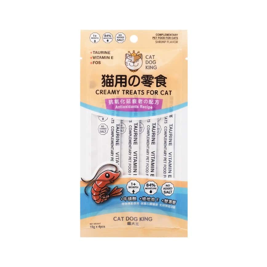 貓犬王 貓用 肉泥零食 抗氧化延衰老之配方 鮮蝦味 60克 (1包4條) (CDK2055) (img2)
