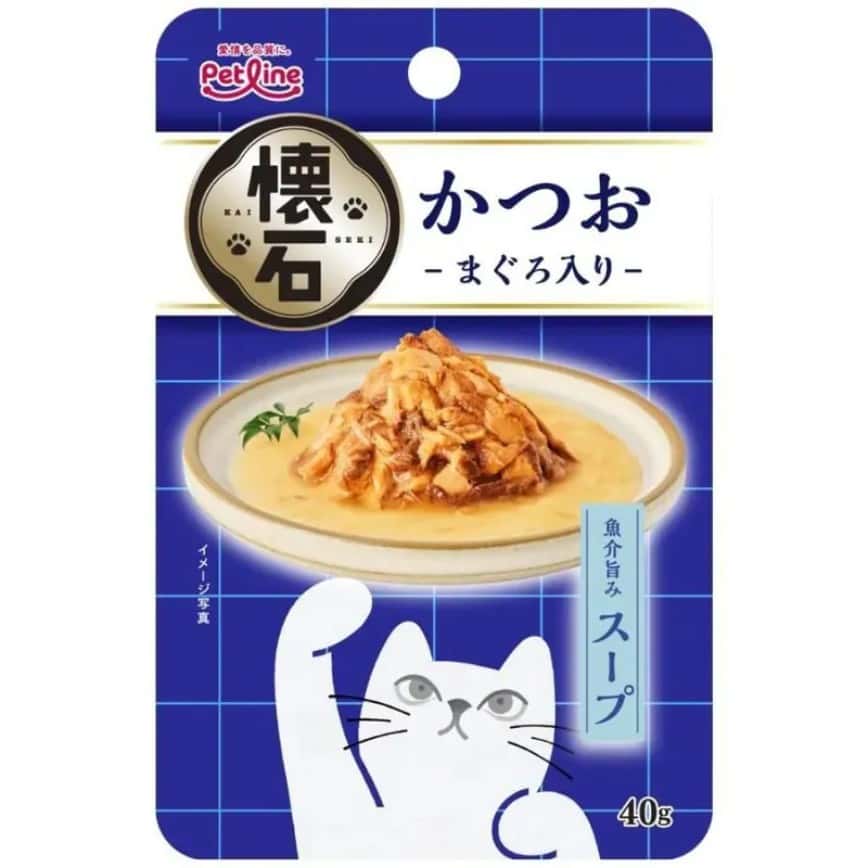 日本Petline 懷石軟包貓零食 濃湯鰹魚+鮪魚 40g (PL-KSR-9) (img2)