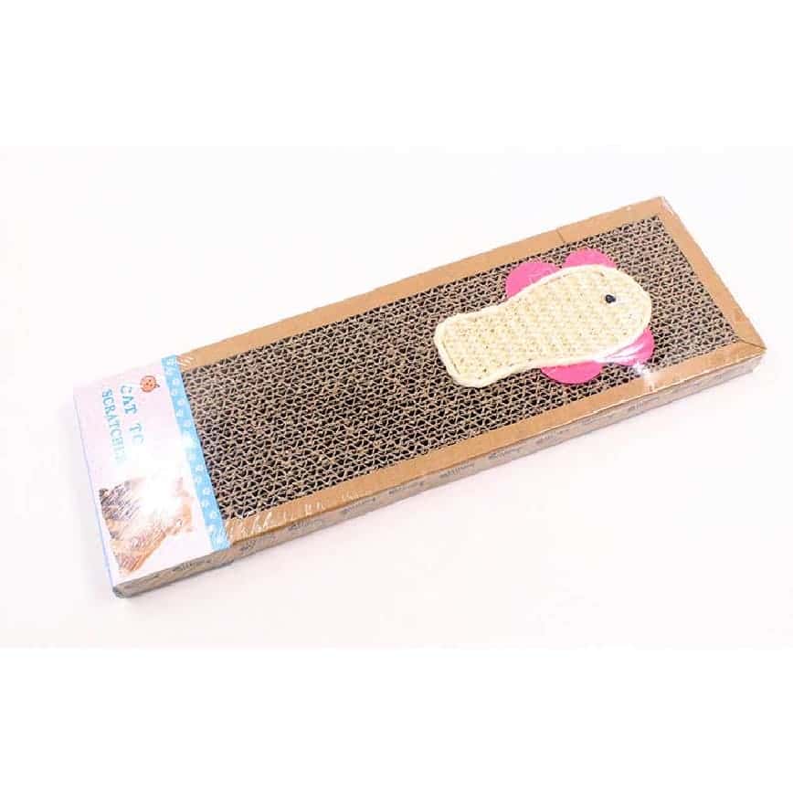 HelloDOG 玩具嚴選 瓦楞紙貓抓板 長方形老鼠或魚造型 小號 (37x12x2cm) (圖片2)