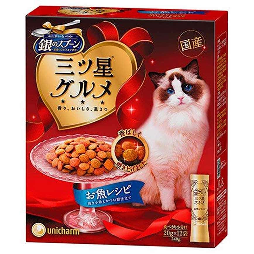 Unicharm 貓零食 日本三星銀匙貓脆餅 綜合魚味 240g (20g*12袋入) (G-33) (圖片2)