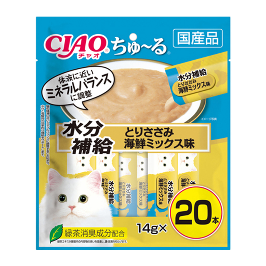 CIAO 肉泥 貓零食 水分補給 什錦海鮮及雞肉肉醬 14g 20本袋裝 (SC-266) (img2)