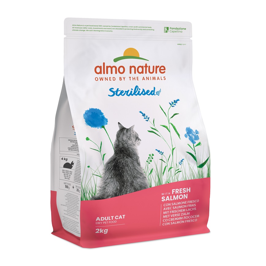 Almo Nature Dry Cat Food Holistic Recipe with Fresh Salmon for Sterilized 2kg (671) (img2)