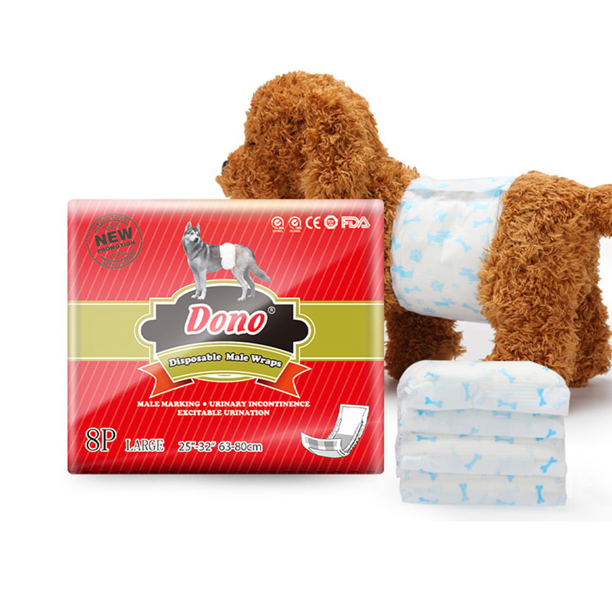 DONO Male Dog-Specific Pet Pee Pads, Dog Diapers [Waist 63-80cm L Size, 8 Pieces] (img2)