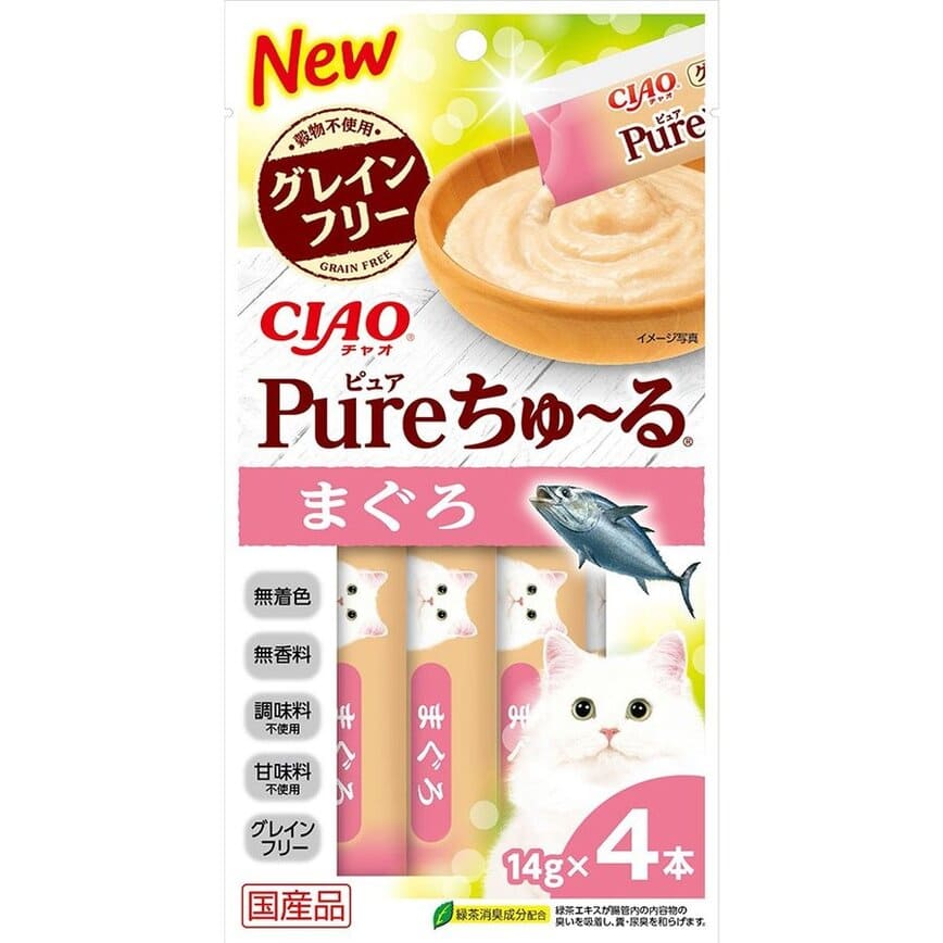 CIAO 肉泥 貓零食 Churu Pure 無添加吞拿魚肉醬 14g 4本入 (SC-321) (img2)