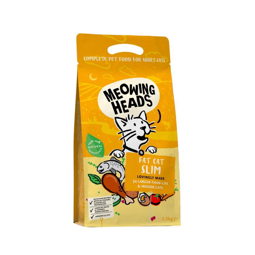 Meowing Heads Grain Free Pure Natural Fat Cat Slim For Larger-Than-Life and Indoor Cats Recipe 1.5kg (MHF15) (Orange) (img2)