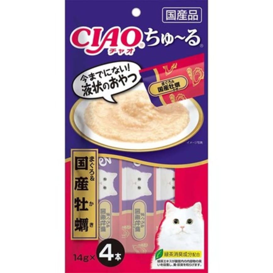 CIAO 肉泥 貓零食 國產牡蠣肉醬 14g 4本入 (SC-110) (停售) (img2)