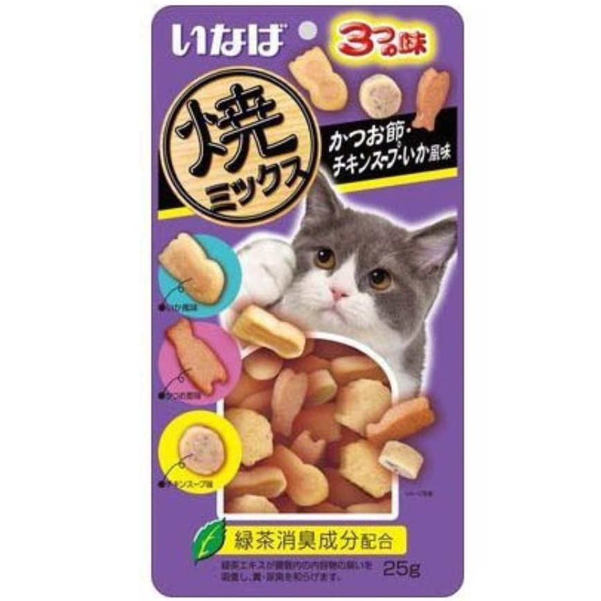 CIAO Cat Snacks Grilled mixed bonito flakes, chicken soup, squid flavor 25g (QSC-122) (img2)