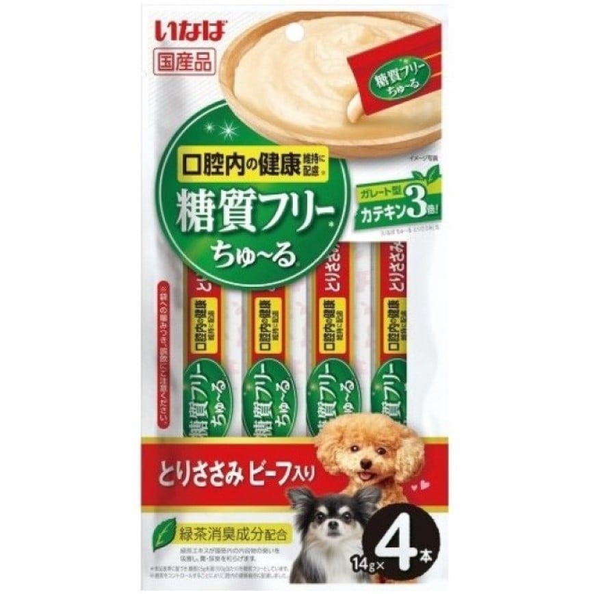 CIAO 狗零食 日本肉泥餐包 口腔健康 無糖配方 牛肉肉醬 14g 4本入 (DS-194) (TBS) (img2)