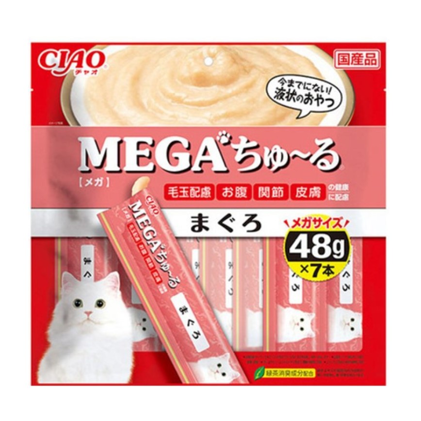 CIAO 肉泥 貓零食 MEGA系列 金槍魚肉醬 48g 7本袋裝 (紅) (SC-361) (TBS) (img2)