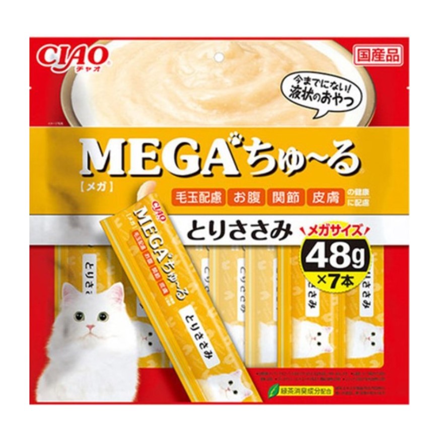 CIAO 肉泥 貓零食 MEGA系列 雞肉肉醬 48g 7本袋裝 (橙) (SC-363) (TBS) (img2)