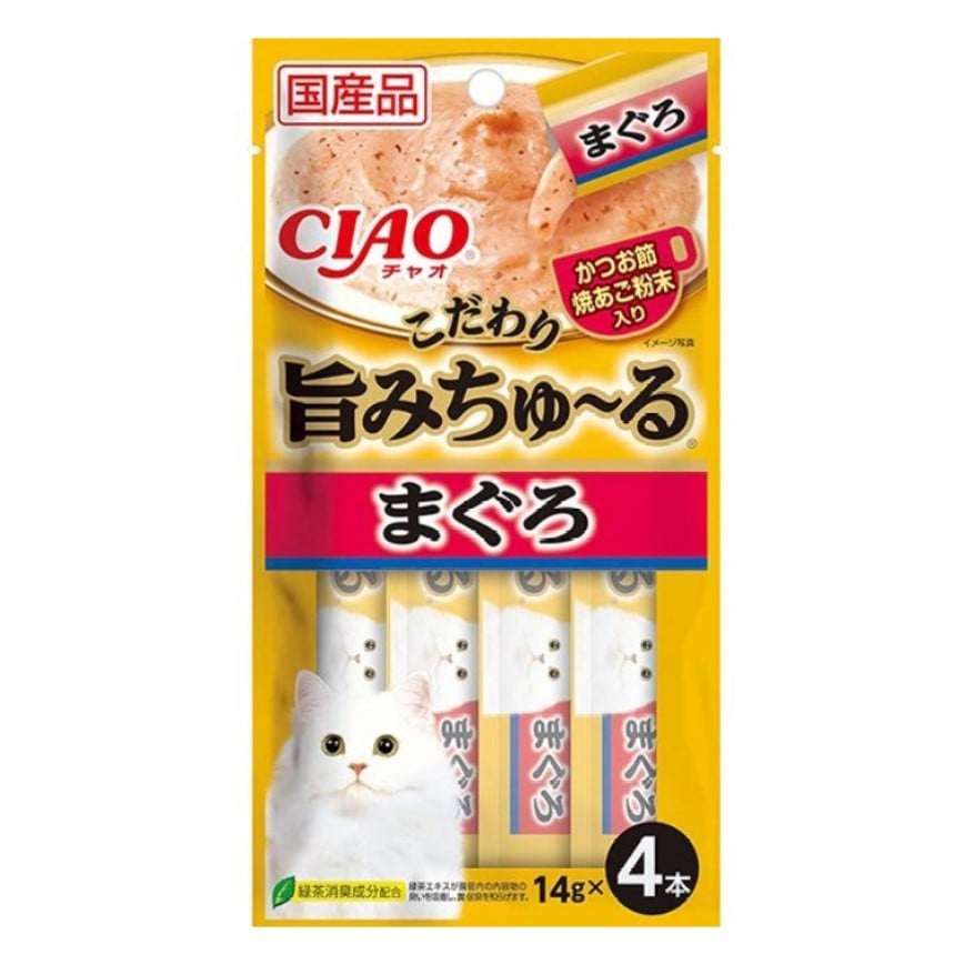 CIAO 肉泥 貓零食 旨みちゅ〜る 金槍魚+飛魚乾粉 14g 4本入 (SC-341) (停售) (img2)