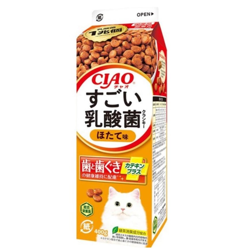 CIAO 貓糧 日本乳酸菌系列 維護牙齒健康 扇貝味牛奶盒裝 400g (P-283) (img2)