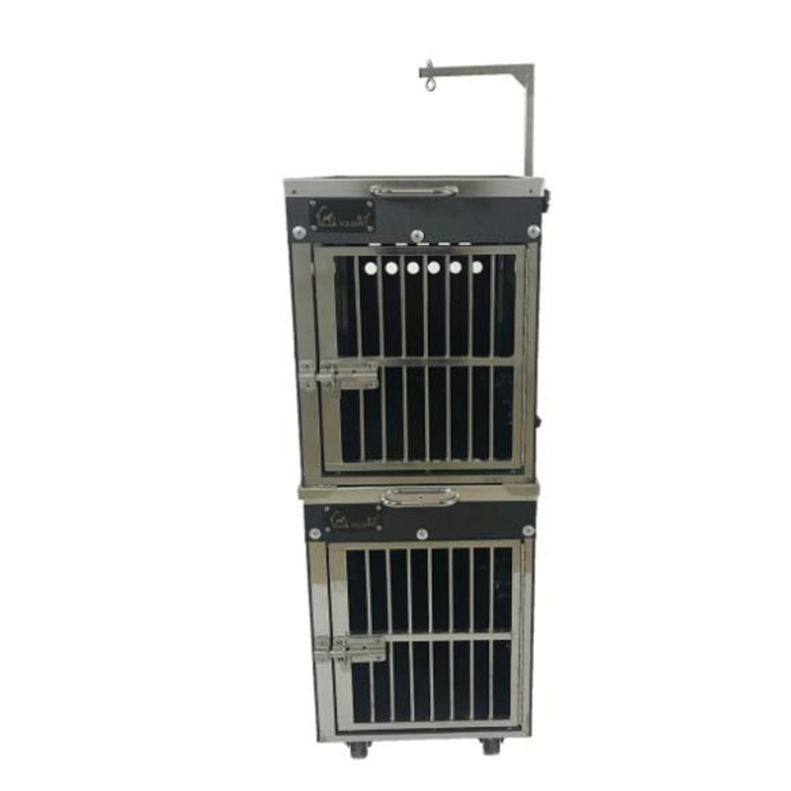 Solidpet蘇力 寵物籠 貓籠狗籠 ABS板固定飛機籠組合 有輪款 一號 (STAC-105-BK) (img2)