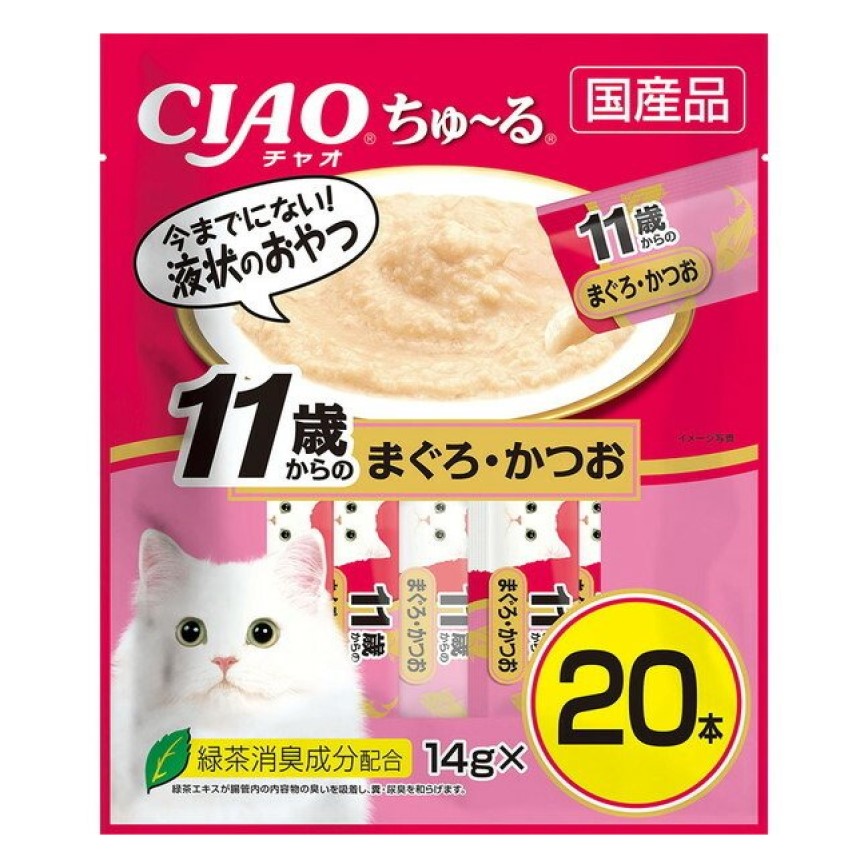 CIAO Cat Snacks Japanese Meat Paste Tuna and Bonito for ages 11 and up 14g x 20 pieces (DSC-11) (img2)