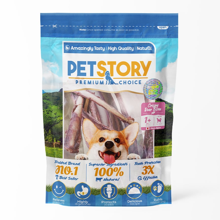 Pet Story 狗零食 訓犬小食 狗狗潔齒磨牙骨 日本無添加骨鹿 約80g (img2)