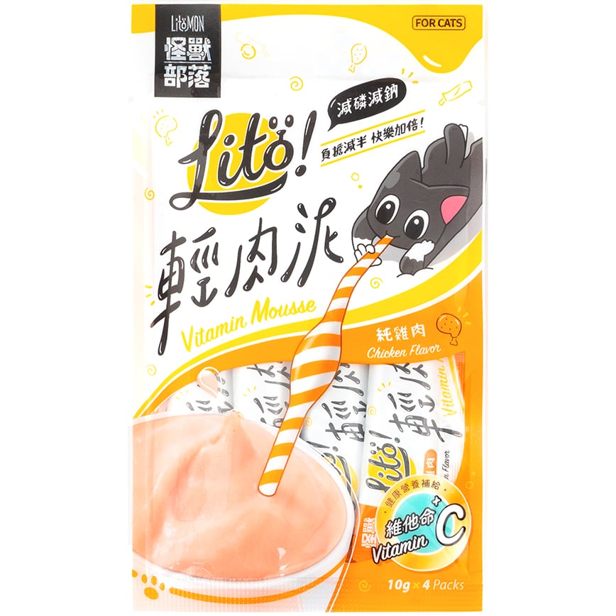 怪獸部落 貓狗零食 Litö ! 輕肉泥 純雞肉 維他命C添加 10gx4 (一包4條) (C347) (img2)