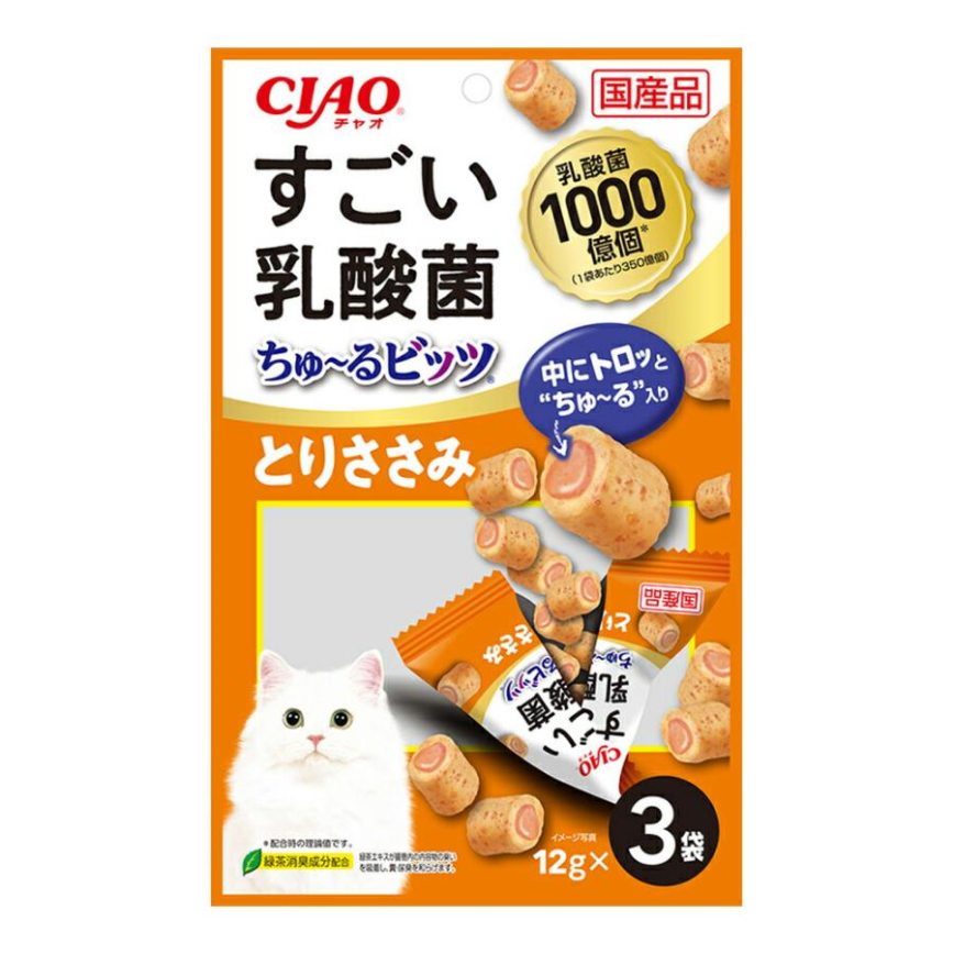 CIAO 貓零食 日本2000億個乳酸菌軟心零食粒 雞肉味 12g 3袋入 (CS-215) (img2)