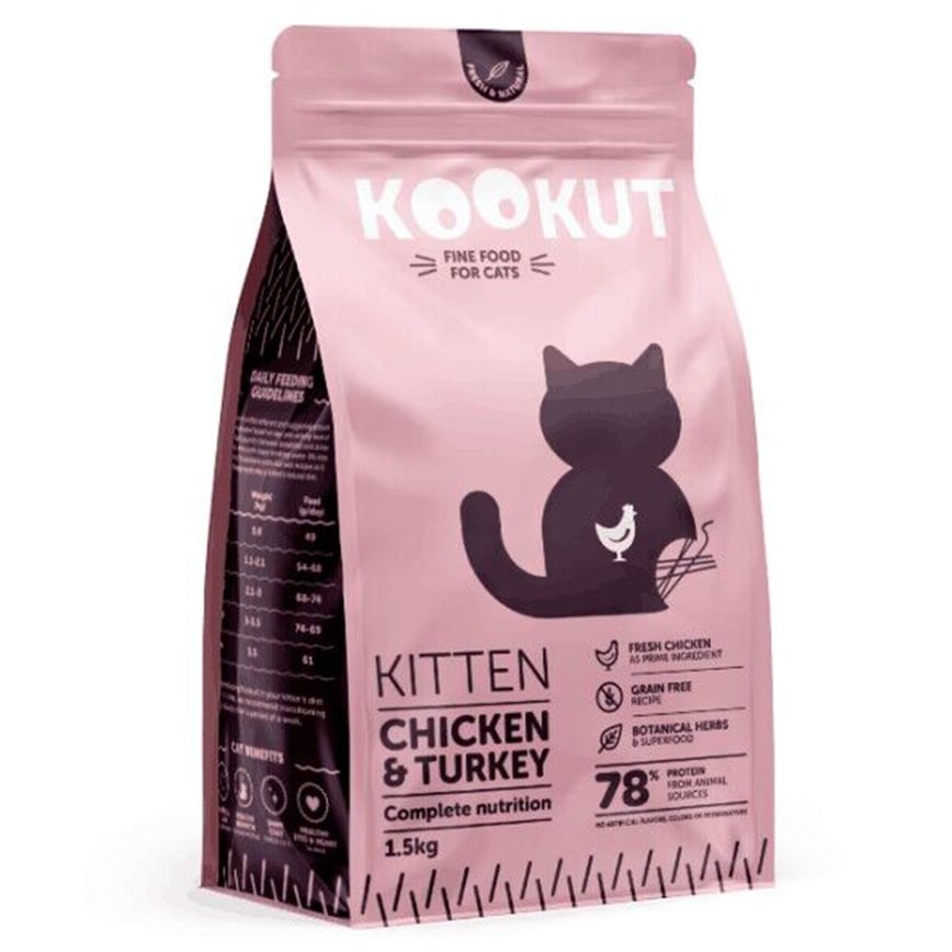 KOOKUT Grain Free Dry Food Chicken & Turkey Dry Food for Kitten 1.5kg (img2)