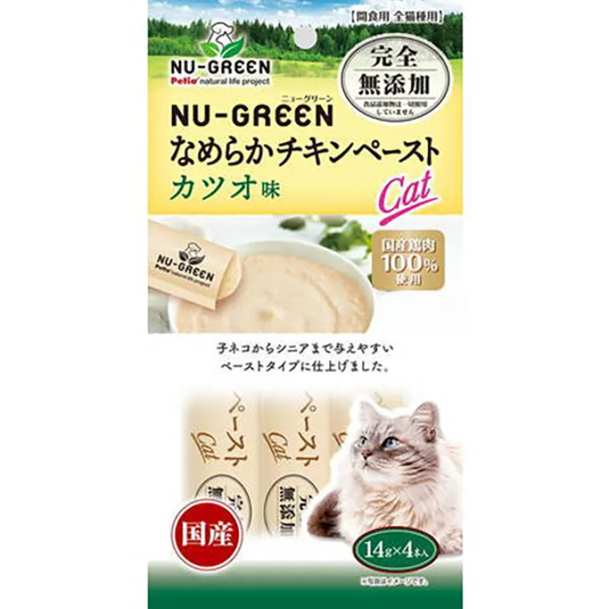 Petio NU-GREEN 日本產 貓零食 無添加肉醬 雞肉+鰹魚味 14g 4本入 (90603318) (img2)